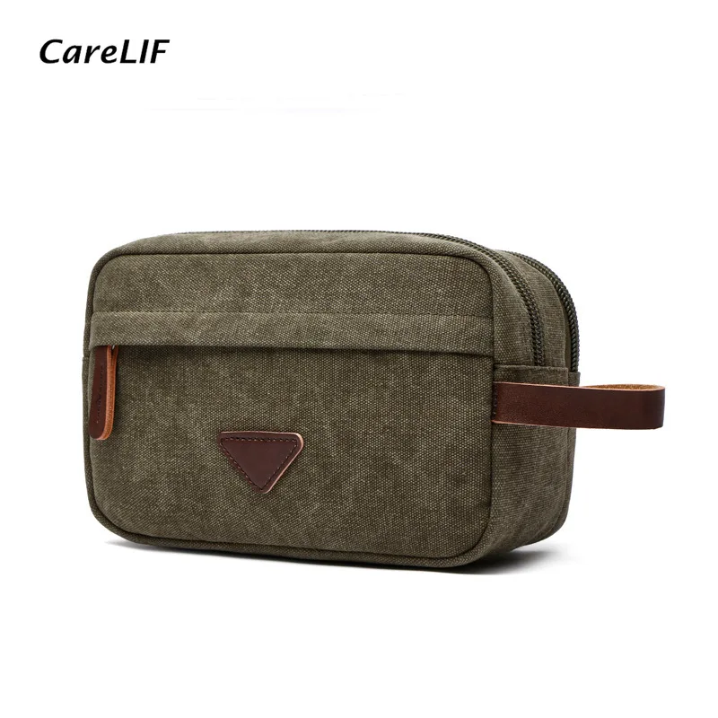 

Washed Canvas Travel Organizer Double Zipper Cosmetic Bag Makeup Case Toiletry Bags