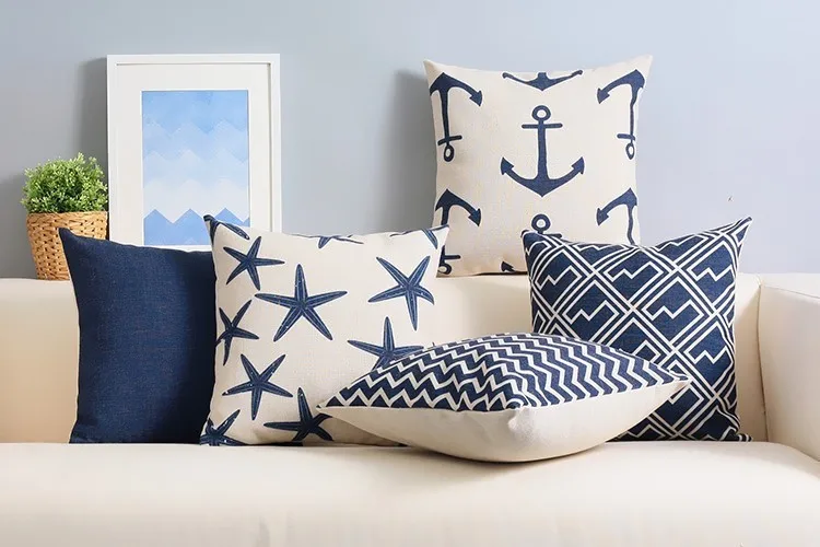 Modern Starfish Geometric Printed Chair Cushion Cotton Throw Pillow Sofa Decoration Pillow Cojines Decorativos Para Sof Cojines
