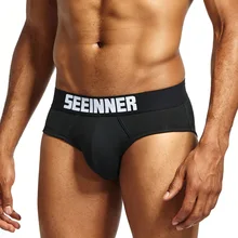 Seeinner бренд, низкая талия, сексуальное мужское нижнее белье, трусы для геев, с мешочком для пениса, мужские трусы бикини, нижнее белье для мужчин, одежда для сна, хлопковые трусы