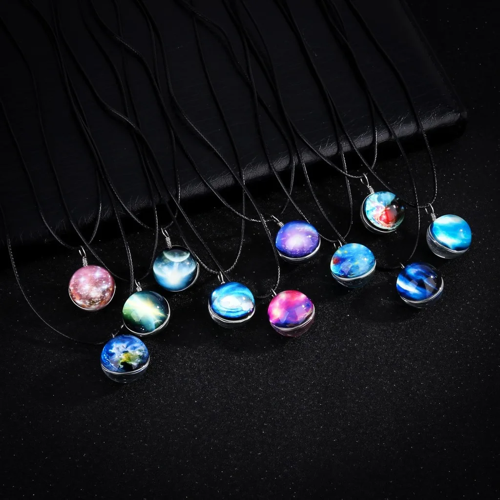 

Glowing Moon Magic Necklace Glow In The Dark Celestial Space Galaxy Pendant Necklace for Women Girls Jewelry Gifts
