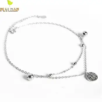 

Flyleaf Beads Real 925 Sterling Silver Authentic Anklet For Women Fashion Chain Leg Fine Jewelry Anklets On Foot Bracelet