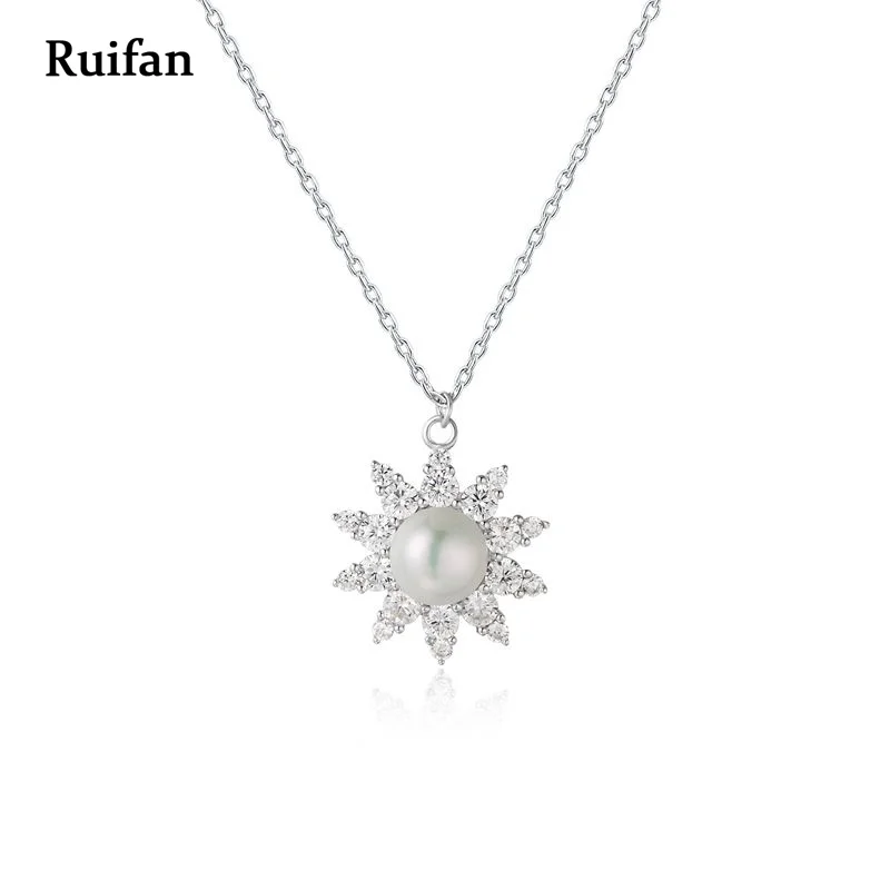 

Clearance Sale Only 2pics High Quality Korean Flower Natural Pearl Crystal 925 Sterling Silver Pendant Necklace for Women YNC008