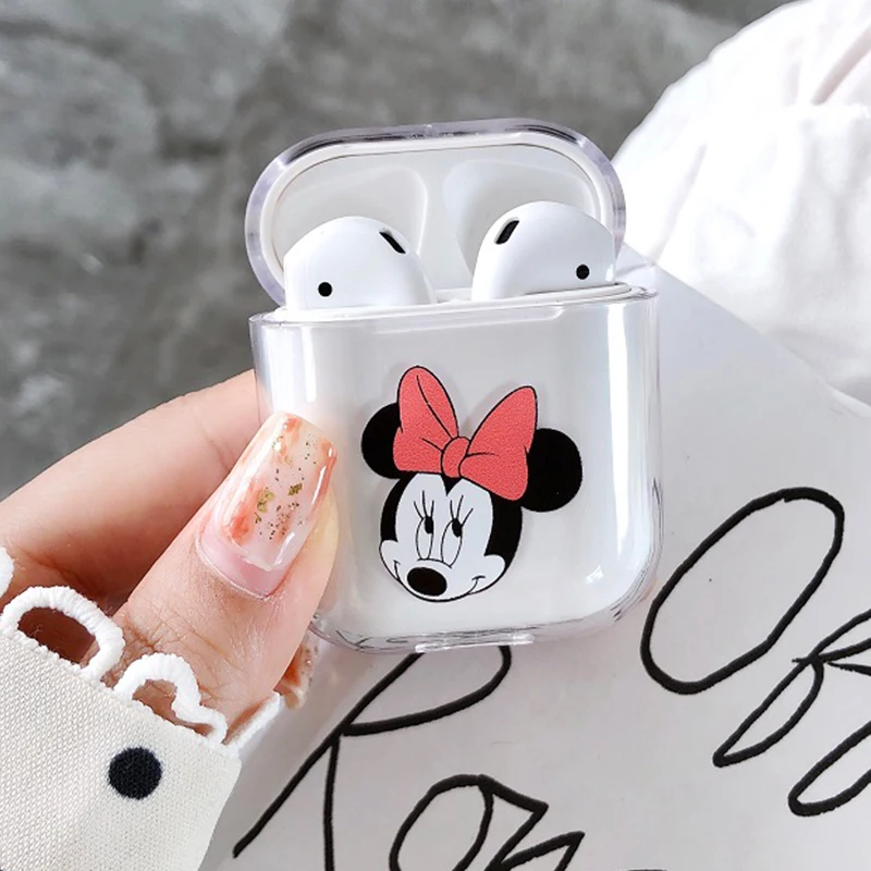 

Transparent Hard PC Cases For AirPods 1 Case Protective Cover cute Minnie Mickey Bluetooth Wireless Earphone Case For Airpods 2