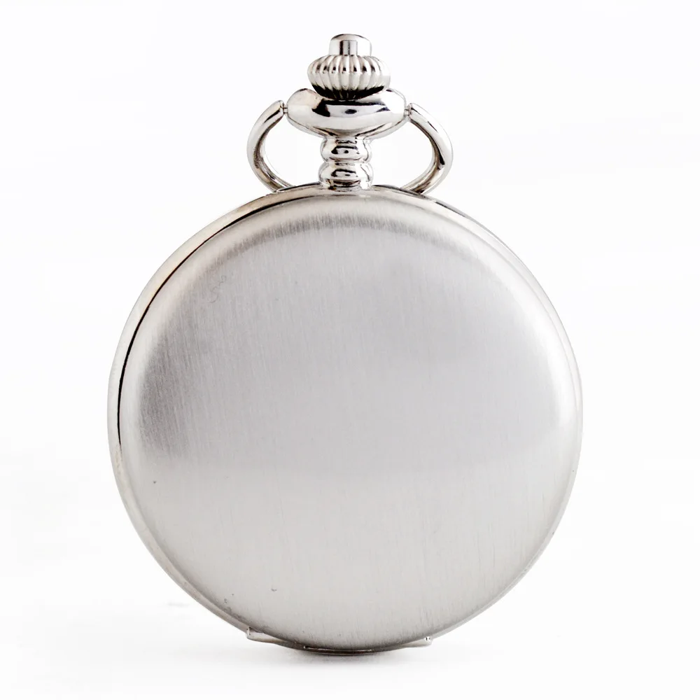 Matte Silver Персонализированные ретро гладкие мужские черные карманные часы с серебряной полировкой кварцевые карманные часы с подвеской с цепочкой на заказ Выгравированный подарок - Цвет: Matte Silver