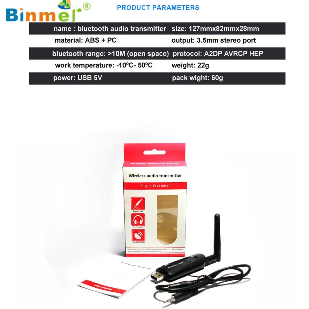 Binmer высокое качество поддержка A2DP беспроводной Bluetooth 3,5 мм Aux стерео усилитель музыка домашний Автомобильный приемник адаптер Mic Sep 1