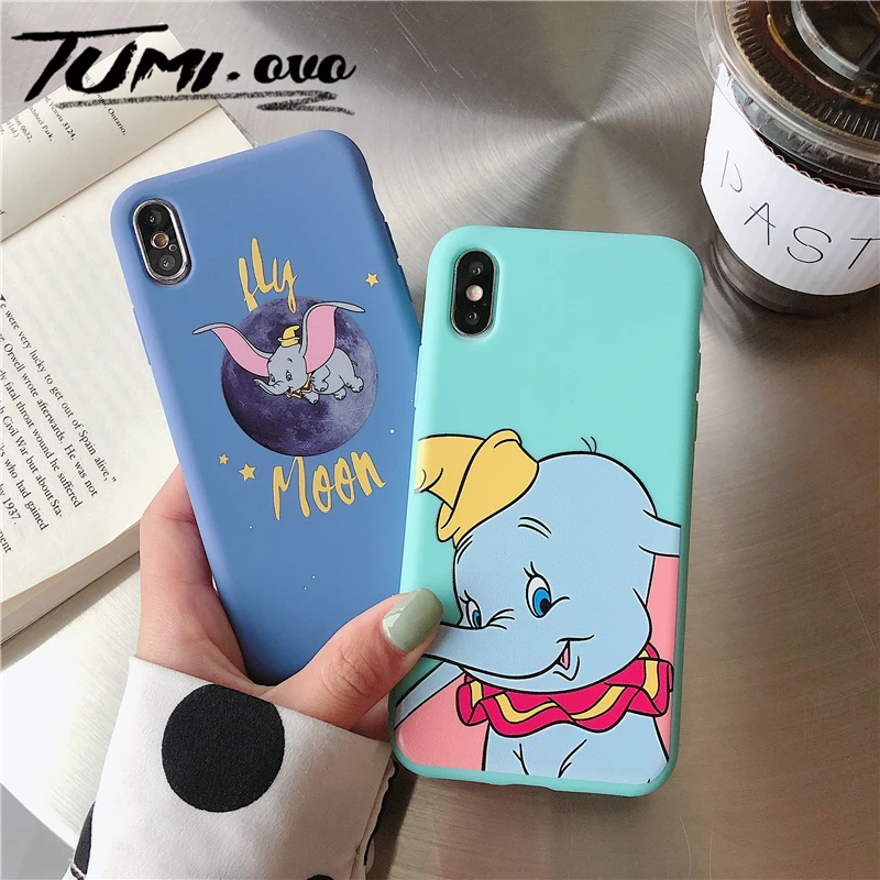 

Cartoon Matte Dumbo Elephant Soft TPU Silicone For iPhone 6 6s 7 8 Plus X Xr Xs Max Back Phone Cover Capa Rubber Protect Fundas