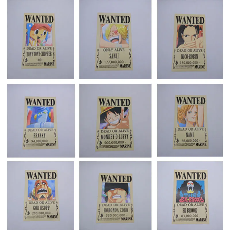 9 шт./комплект постер с надписью Nami|figure toy|monkey d luffyluffy wanted |