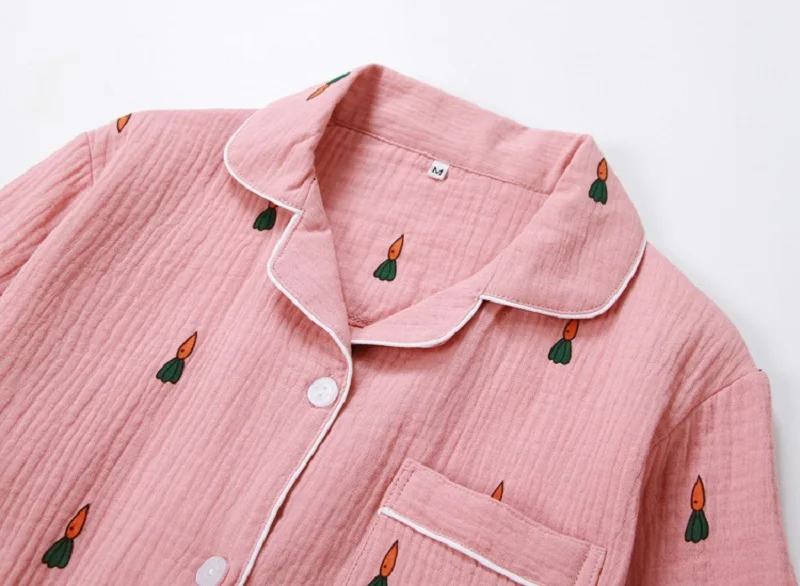 women cotton short sleeve pajamas sets (1)