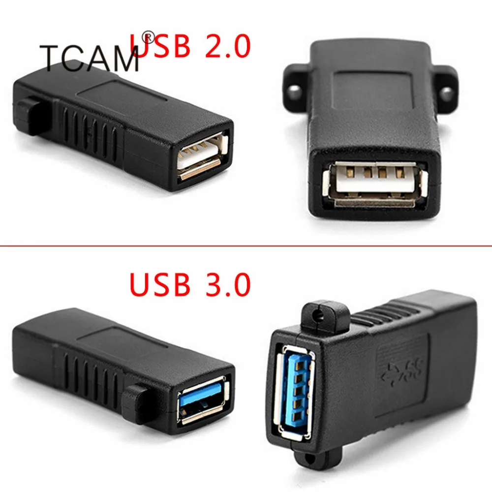 

1Pc Standard USB 2.0 3.0 Female To Female Socket Panel Mount Adapter Connector