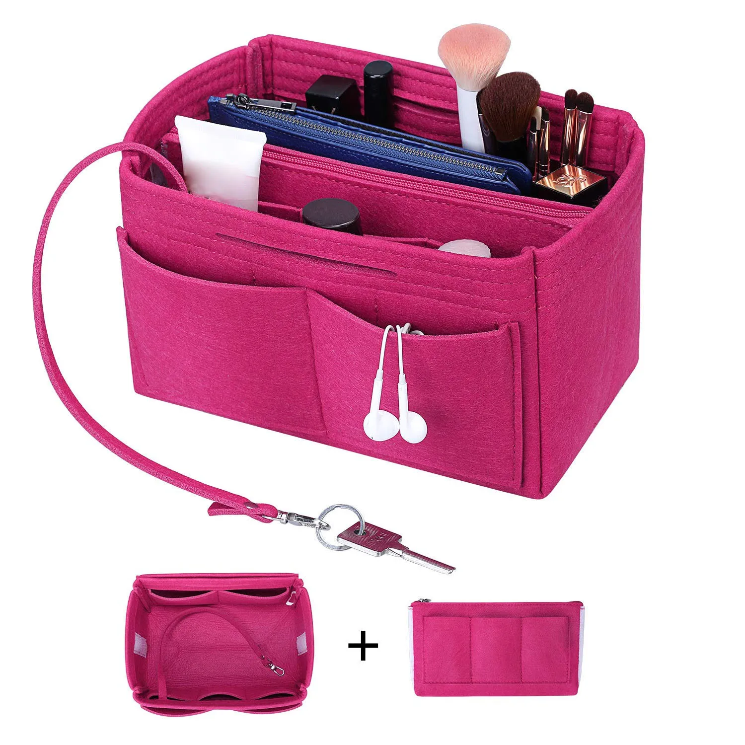 Purse Organizer Insert Shaper Felt Bag in Bag Handbag Organizer with Zipper Fit all kinds of ...