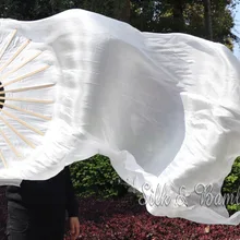 Белый, 1 шт. правая рука 1,8 м* 1,14 м танец живота Шелковый веер вуаль, настоящий цветастый шелк