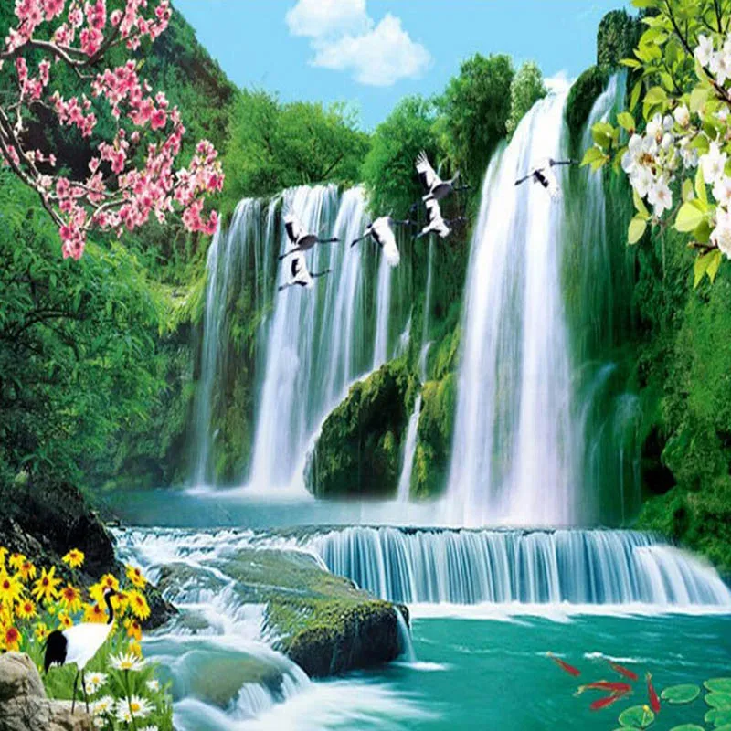 

100% Full 5D Diy Daimond Painting "Waterfall Landscape" 3D Diamond Painting Round Rhinestone Diamant Painting Embroidery Scenery