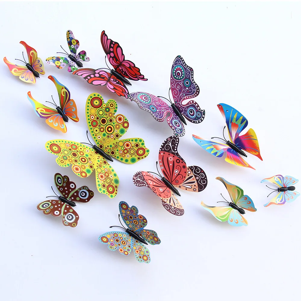 Buy 12 Pcs 3D Multicolor Butterfly Sticker Art Wall