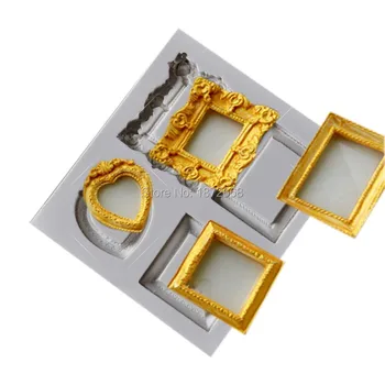 

3D silicone mold mirror/picture frame modelling cake decoration tools fondant mould kitchen Baking accessories 50pcs