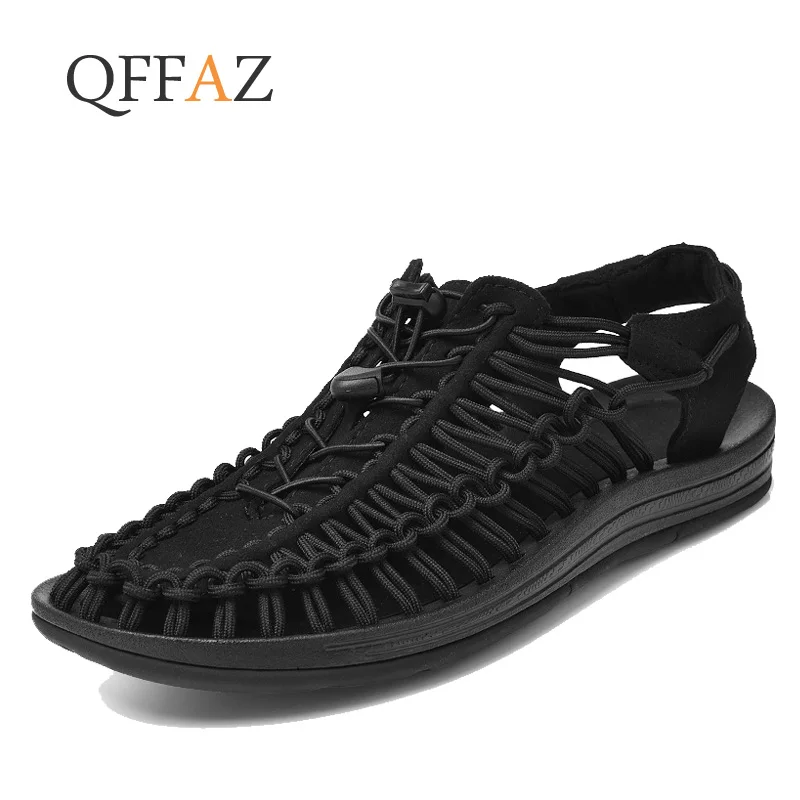 

QFFAZ Brand Weave Seaside Beach Shoes Summer Sandals Men Shoes Fashion Design Men Sandals Quality Comfortable Casual Shoes