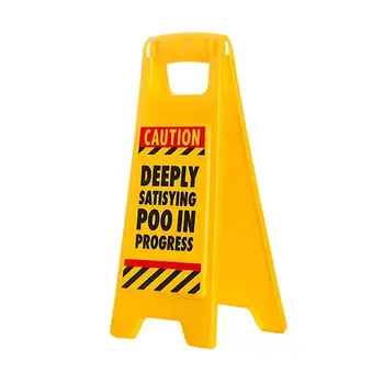 

Desktop Joke Novelty Warning Signs Board Foldable Yellow Mini Standing Caution Rack Funny Decor Prank Toys