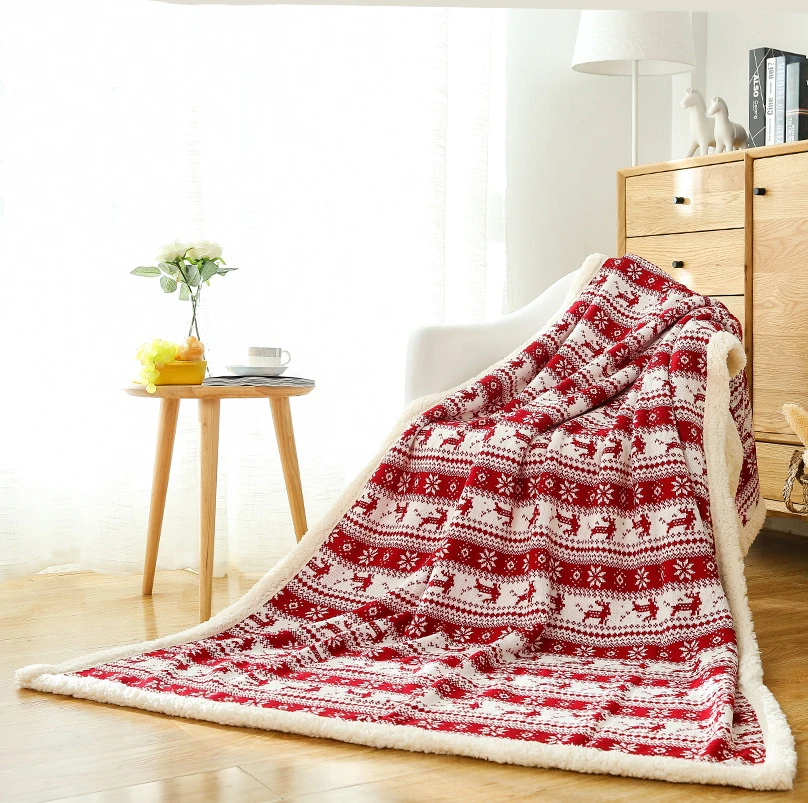 

HAKOONA Imitation Cashmere Thread Throw Bed Blankets Double ThickeN Winter Sheep Velvet Blanket Warm Cover Christmas Elk