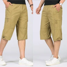 Fatling Штаны Для мужчин летние пляжные мешковатые брюки модные брюки-карго досуг брюки со свободным поясом мужской отец Стретч больших размеров Размеры 6L