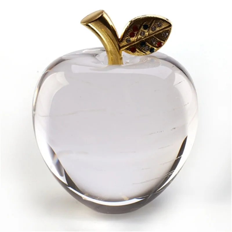 Beste Home Decor 8 cm Crystal Apple Bruiloft Decoratie Witte Kristallen Bol Craft Verjaardagscadeau Helder Glazen Bal
