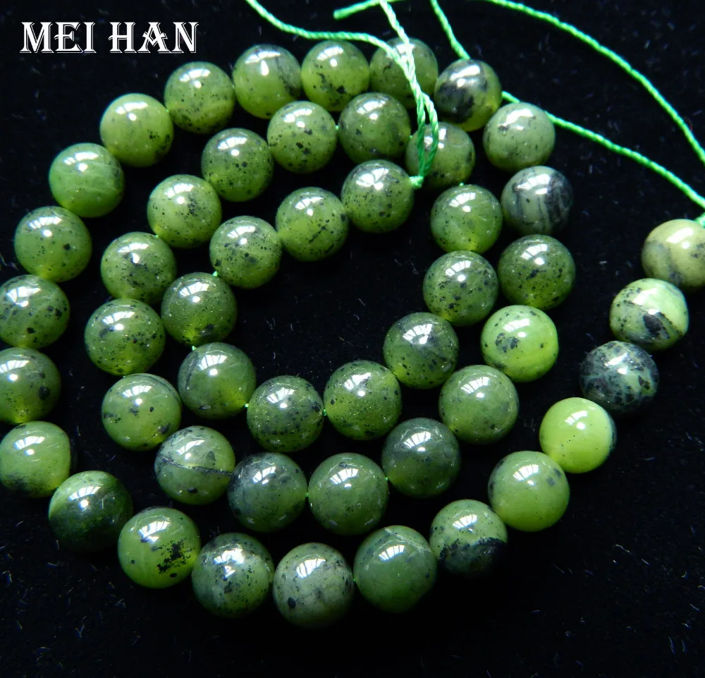 Meihan Free shipping(32pcs/set/78g) Natural Grade A 12mm Canadian jade nephrite smooth round beads for jewelry making design