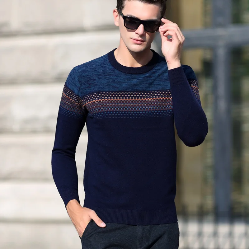 Pullover Men Knitwear 100% Wool Spring Mens Sweater Pullovers Male Casual Sweaters Classic 