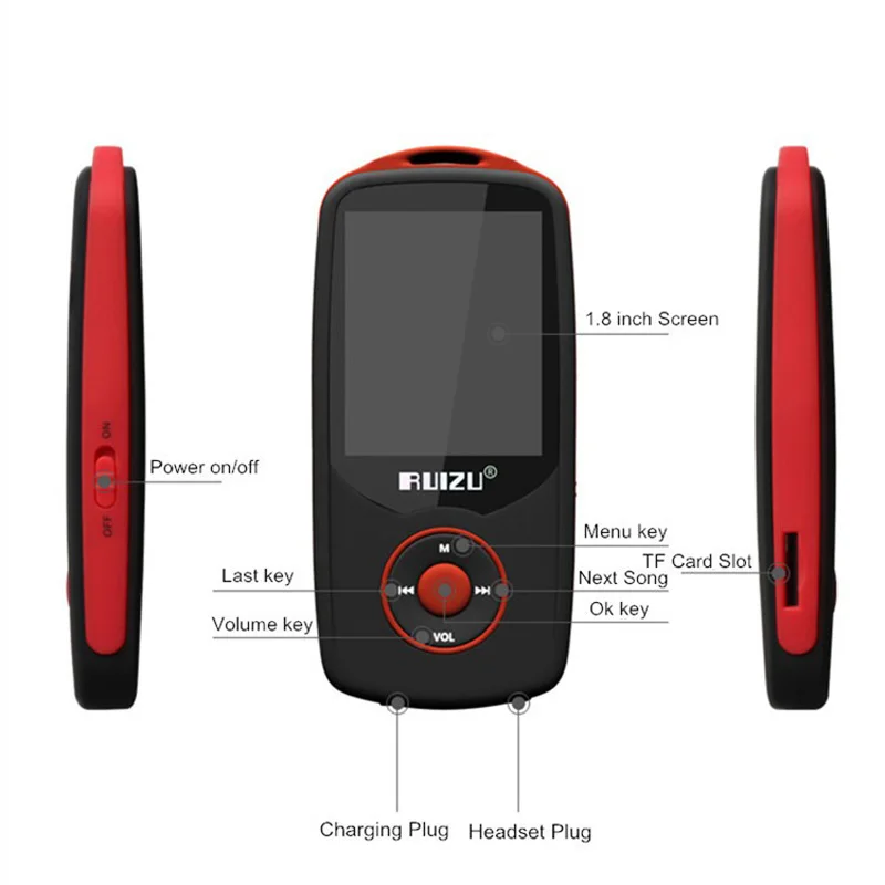 Mp3 плеер ruidu X06, Bluetooth, 8 ГБ, TFT, 1,8 дюйма, ЖК-экран, без потерь, диктофон, FM, Hifi, мини, спортивный MP3 музыкальный плеер