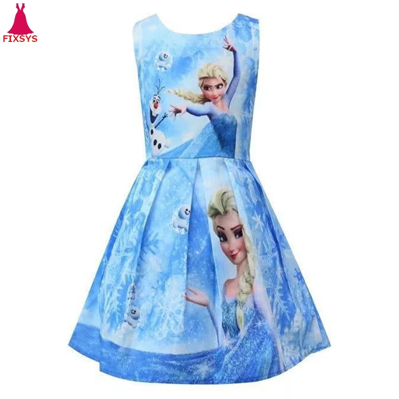 

New Summer Princess Elsa Dress for Girls Baby Anime Birthday Party Dresses Elza Cosplay Costume Kids Girl Vestido Clothing 3-8T
