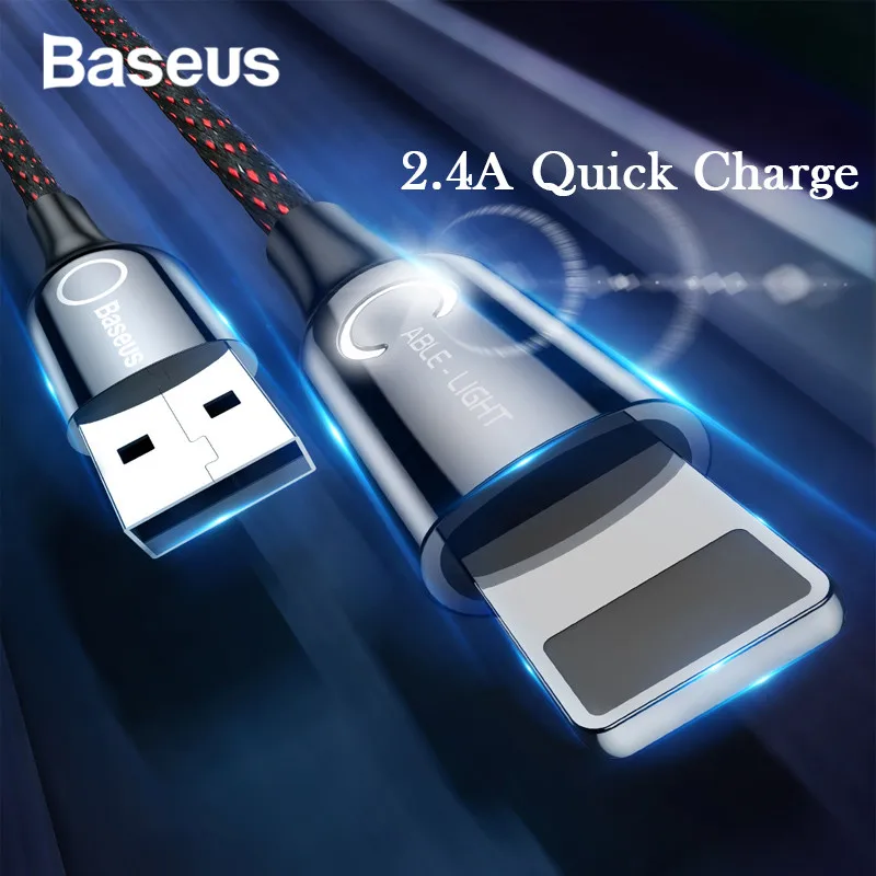 

Baseus 1M Lighting USB Charging Cable for iPhone X X mas 8 7 6 Intelligent Power Off 2.4A Data Cable for iPhone Charging Cable