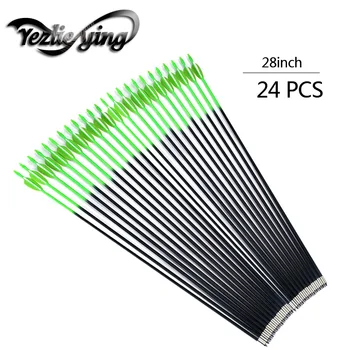 

24PCS 28Inch Emerald Green Fiberglass Arrows Green White Feather Replaceable Arrow Compound Bow Hunting Archery Arrow