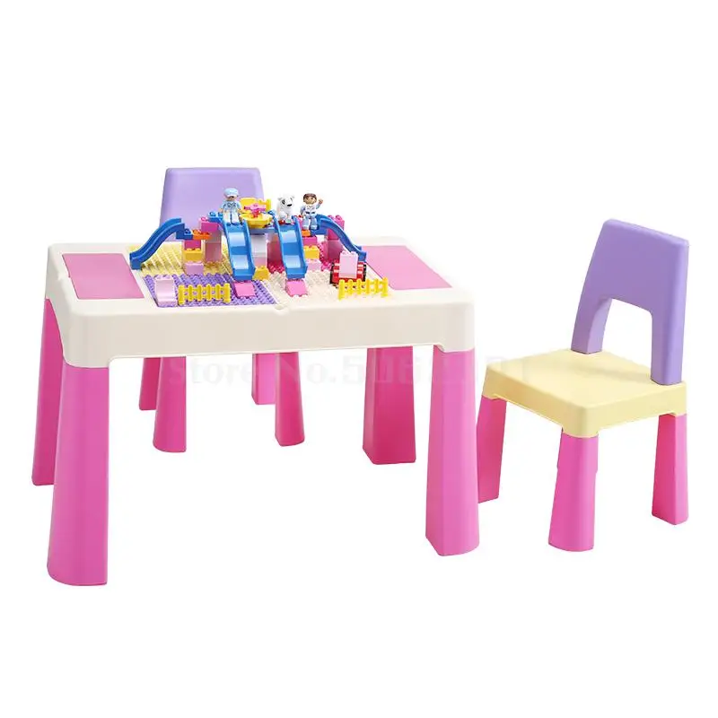 Игровой стол, игрушечный стол для детского сада, детский стол и Набор стульев, Детский многофункциональный пластиковый письменный стол
