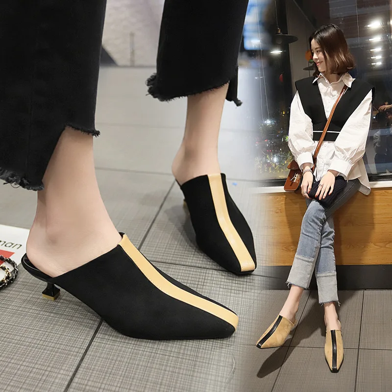 

2019 women's sandals spring and summer ladies casual shoes shallow mouth pointed shoes flat with fashion casual shoes