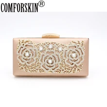 COMFORSKIN Fashion Women Clutch Wallet Evening Bag wedding Bag Flower Crystal Beaded Clutch Evening Chain Party Cross-body Bag colorful metallic crystal striped women cell phone wallet silicone toiletry bangkok clutch bag dinner wedding dress evening bag