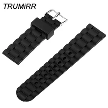 22 мм 24 мм Универсальный силиконовый резиновый сменный браслет наручных часов браслет ремешок с пряжкой из нержавеющей стали черный