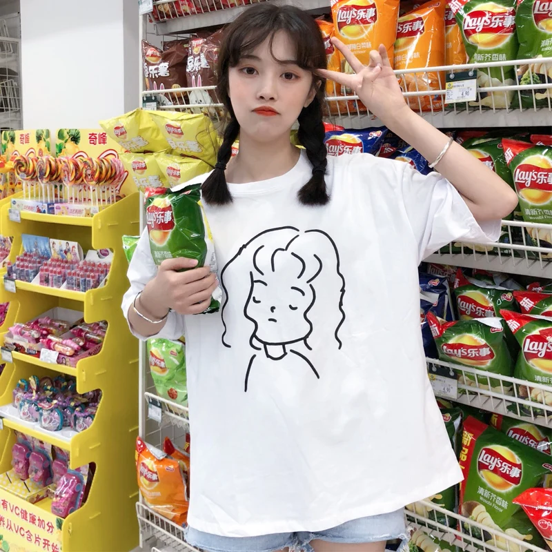 Camiseta Mujer 2019 Primavera Verano coreano Camiseta ropa de Mujer Ulzzang Harajuku impreso Kawaii Camiseta de manga corta Mujer Camisetas Camiseta Mujer 2019 Primavera Verano coreano Camiseta ropa de Mujer Ulzzang Harajuku impreso Kawaii Camiseta de manga corta Mujer Camisetas