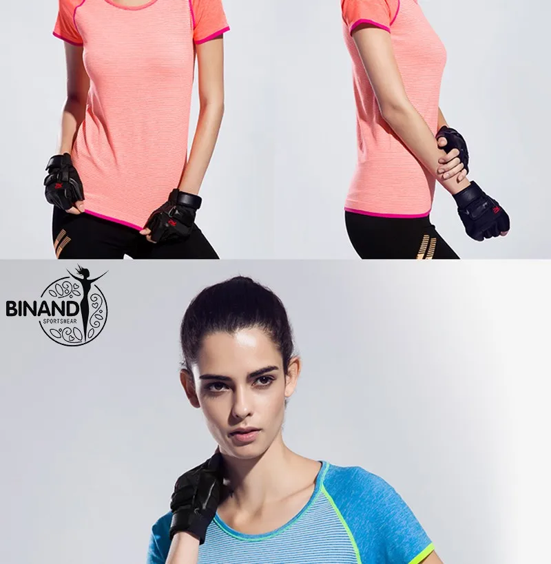 BINAND Новое Прибытие Athleisure Женщины Yoga Рубашки Quick Dry Фитнес Работает Спортивный Рубашка Леди Полоса Майка Для Бодибилдинга