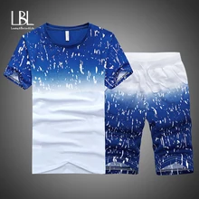 Мужские пляжные комплекты, Летние Короткие повседневные Костюмы, спортивная мужская одежда, мужские комплекты из двух предметов с модным принтом, Мужская толстовка, мужской бренд