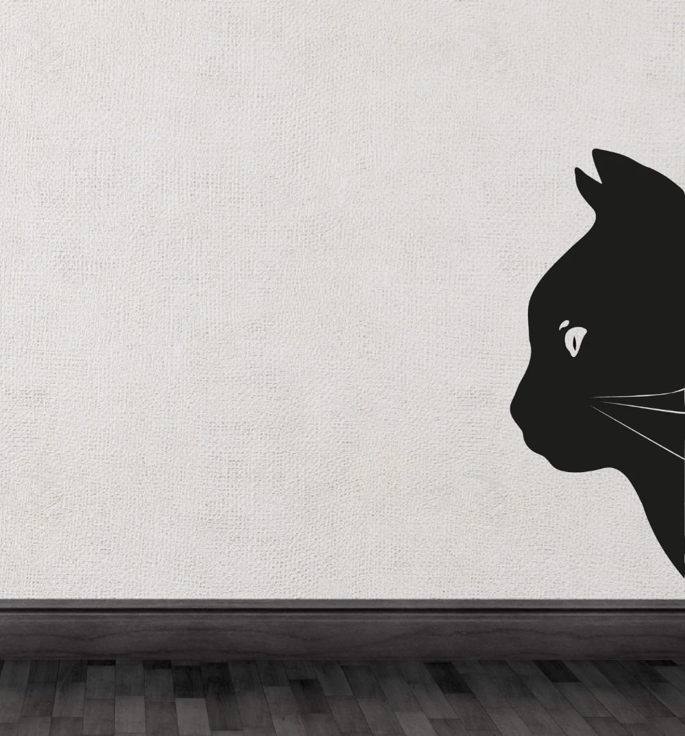 Stickers Muraux En Vinyle Pour Tete De Chat Noir Demi Silhouette Autocollants Mignons Speciaux Pour Chambres A Domicile Decor Artistique Unique Series D Animaux Wm601 Aliexpress