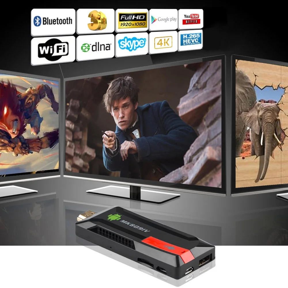 MK809 IV RK3229 четырехъядерный 2 ГБ 16 Android ТВ адаптер для Smart TV Mini PC 4K приставка WiFi HD