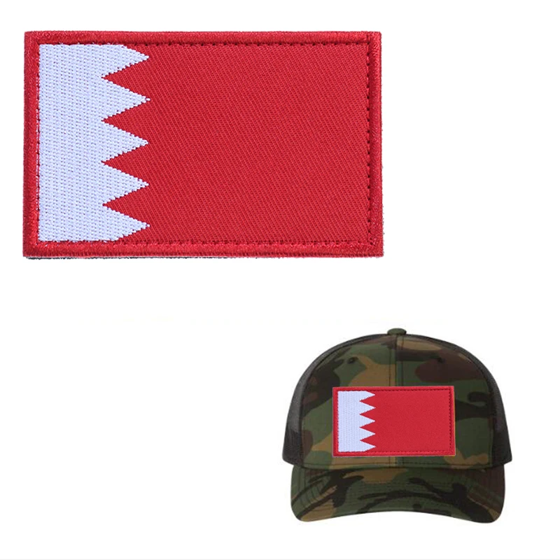 Бахрейн флаг вышивка нашивка с вышитый военный тактический тканевая нашивка на руку Стикеры шить Тактический головной убор и крюк наклейка