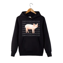 Новая мода Oh My God Pig Толстовка Забавный Графический свитер Молодежный пуловер с капюшоном