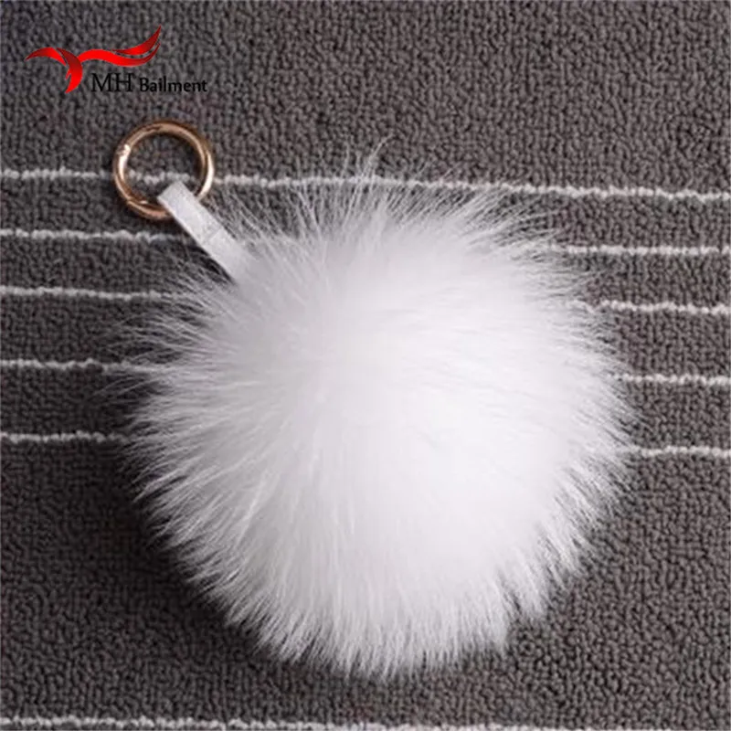 

Real Raccoon Fur Ball Keychain fur pom pom for Key chain car bag hanging Charm pendant keyring porte clef Key Holder F#94