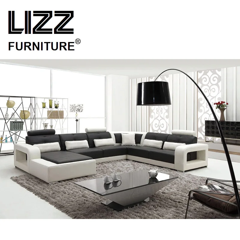 

Hot Sale U Shape Sofa Sets Home Furniture Genuine Leather Sofas For Living Room Modern Sofa With Adjustable Headrest