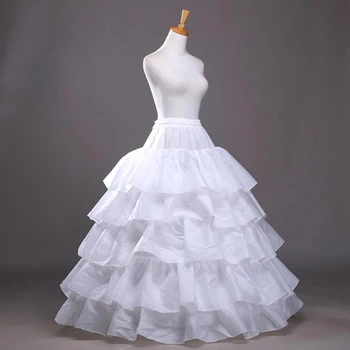 

4 Hoops 5 Layers Ball Gown Petticoats White Petticoat Crinoline Underskirt Ruffles Wedding Accessories 2019