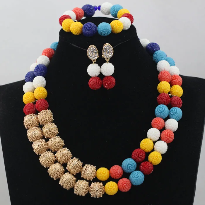 Latest Pretty African Wedding Jewelry Set Artificial Coral Beads