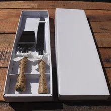 Элегантный мешковины бант нож для свадебного торта Сервировочный набор персонализированные Жених невесты Лопата прием гостей в доме невесты рождественские украшения