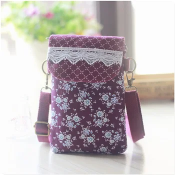 

Cotton floral prints women mini lace handbag ladies small cross-body shoulder bag female phone pouch bolsa feminina for girls