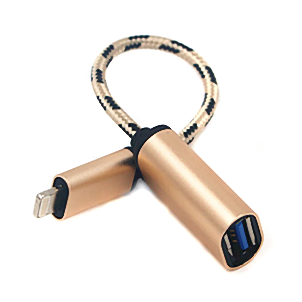

High Quality Metal OTG Adapter Cable Woven Wire Data Cable Conversion USB 2.0 Earphone Accessories for IPhone Mobile Phone New