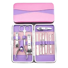 12 шт./компл. инструменты для ногтей Наборы для маникюра педикюра оборудование для ногтей с чехлом