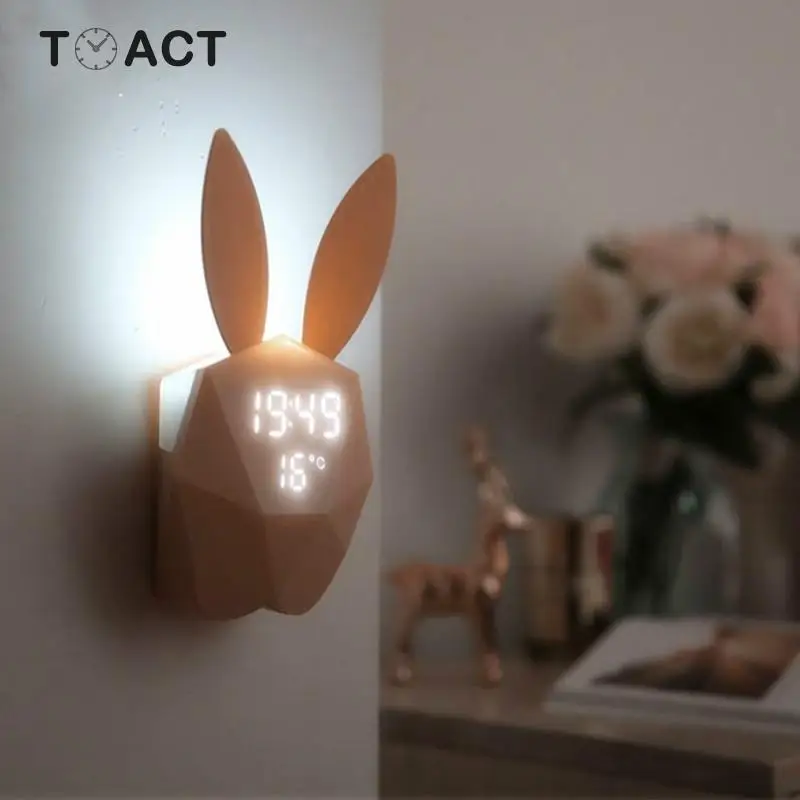

Led Night Light Children Alarm Clocks Table Watch Bedside Snooze Alarm Clock Sound Control Student Music Cute Charge Creative