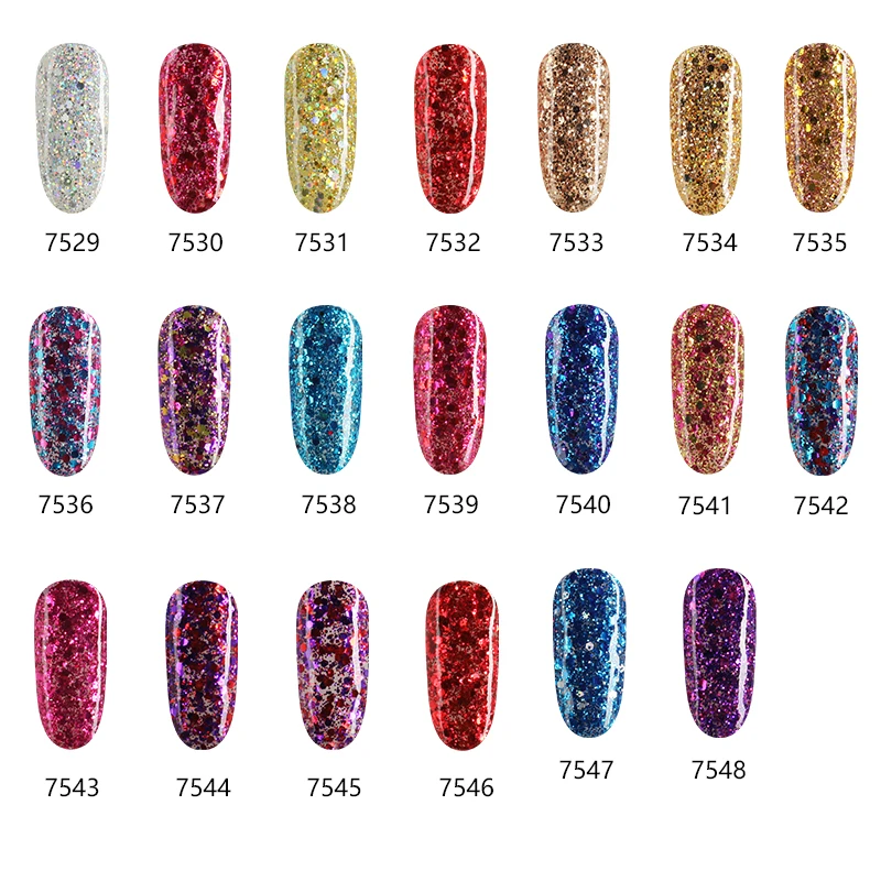 Azure Beauty Diamond Glitter UV Nail Gel Polish Colorful Gel Lacquer With Sequins Semi Permanent Led 3